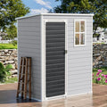 Resin Storage Shed, Waterproof Outdoor Tool Shed with Floor, Double Lockable Doors I89690