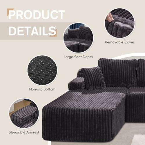 Modular L-Shape Sectional Sofa with Oversized Chaise A47792