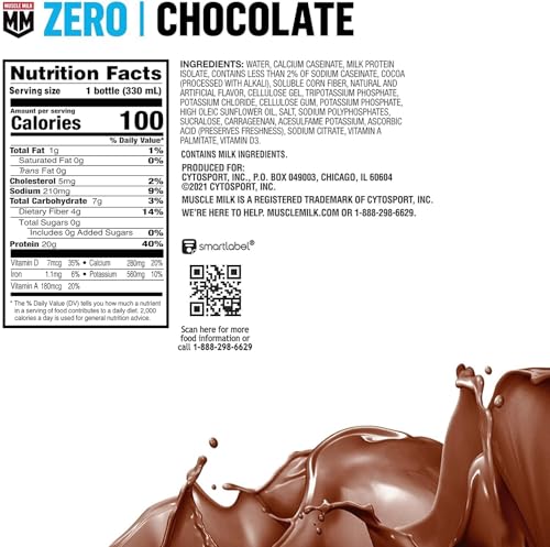 Chocolate Protein Shake, Zero Sugar, 100 Calories, 11.16 Fl Oz (Pack of 12) T369