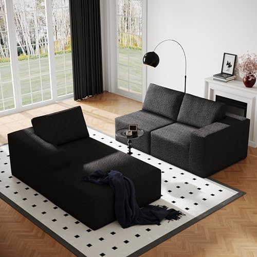 Modular Sectional Couch with L-Shape Chaise, Deep Seat, White Q446344