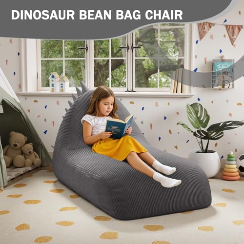 Unicorn Bean Bag Chair for Kids with Filler, Corduroy Floor Lounger, Pink W9694
