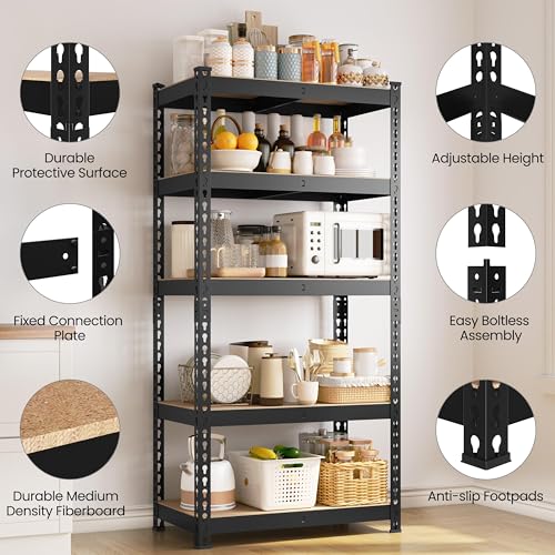 5-Tier Adjustable Metal Shelving Unit for Garage, Pantry, and Warehouse M7734