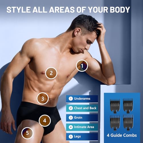 Waterproof Electric Body Hair Trimmer for Men, USB Rechargeable V334817