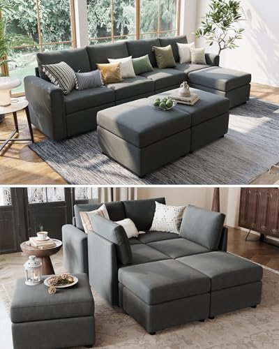 Modular Sectional Sofa with Storage, U Shaped Couch, Blue Y4358