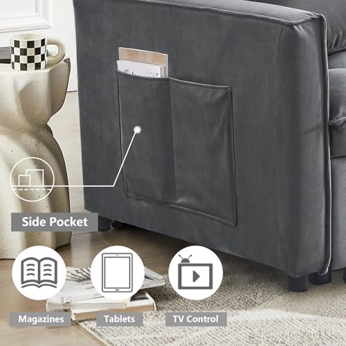 Convertible Sleeper Sofa Bed with Pull-Out Bed and Adjustable Backrest V521