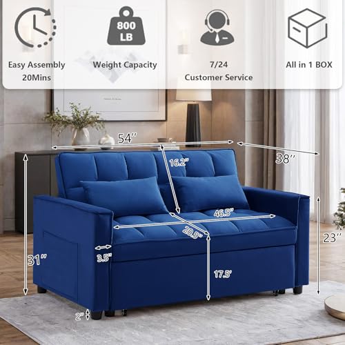 Convertible Sleeper Sofa Bed with Pull-Out Bed and Adjustable Backrest V521
