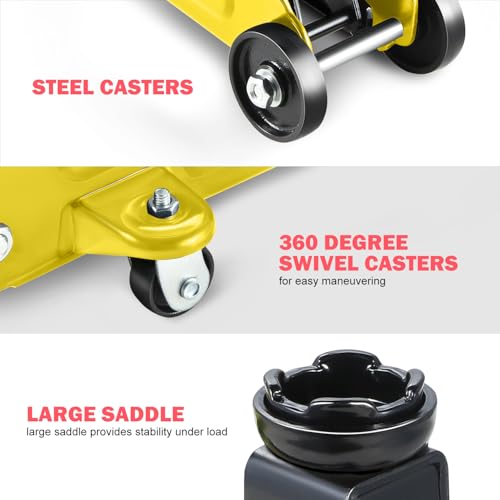 Floor Jack 3 Ton Capacity, Low Profile Heavy Duty Hydraulic Car Jack, Lifting Range 3"-20" O821
