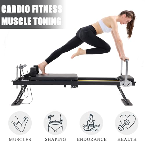 Foldable Pilates Reformer Machine for Home Gym, 250 lbs Capacity J904802