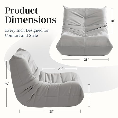 Bean Bag Chair for Adults, Suede & Microfiber Corner Lounge Sofa, 3-Seater, Beige F9802