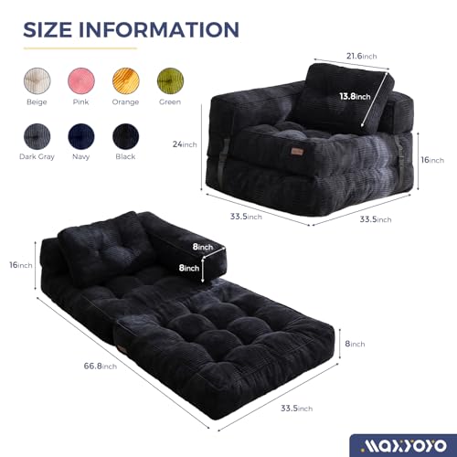 Folding Sofa Bed, L-Shaped Convertible Sleeper Couch with Armrest and Pillow, Dark Grey M375676