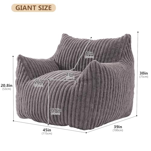 Plush Bean Bag Chair with Armrests for Adults and Teens M473