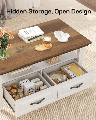 Lift Top Coffee Table with Open and Hidden Storage, Modern Fluted Design S200567