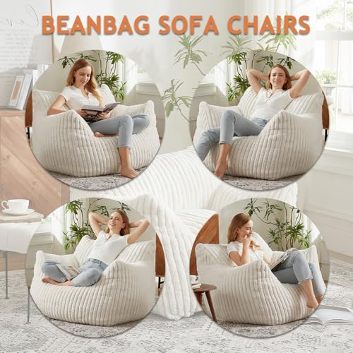 Plush Bean Bag Chair with Armrests for Adults and Teens M473