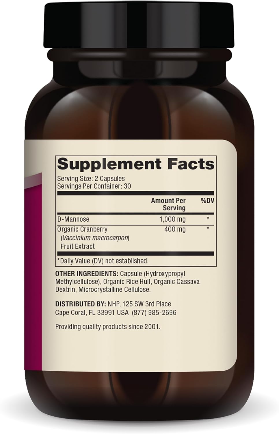D-Mannose and Cranberry Extract Dietary Supplement, 60 Capsules Z706