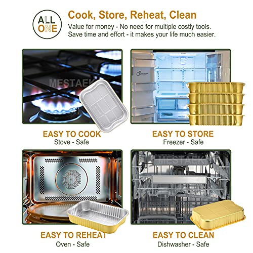 Aluminum Foil Pans with Lids and Handle, 5 Pack H6974