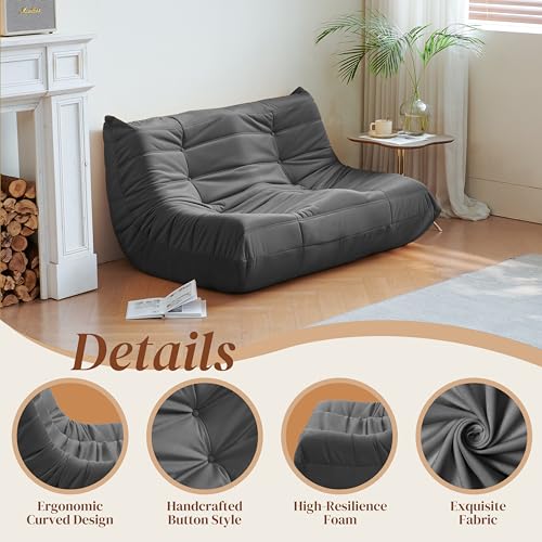 Bean Bag Chair for Adults, Suede & Microfiber Corner Lounge Sofa, 3-Seater, Beige F9802