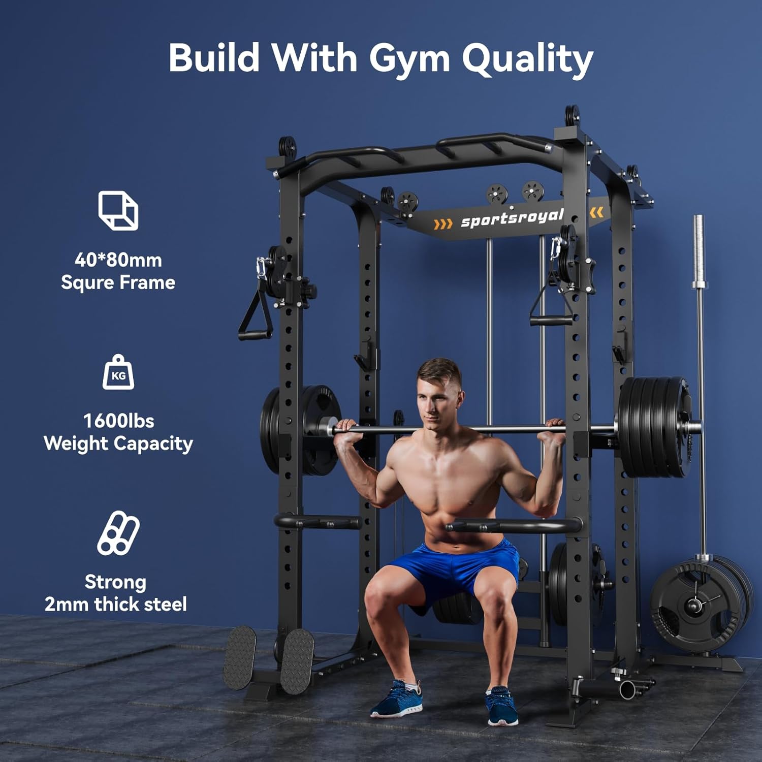 Power Cage with Adjustable Cable Crossover for Home Gym X896