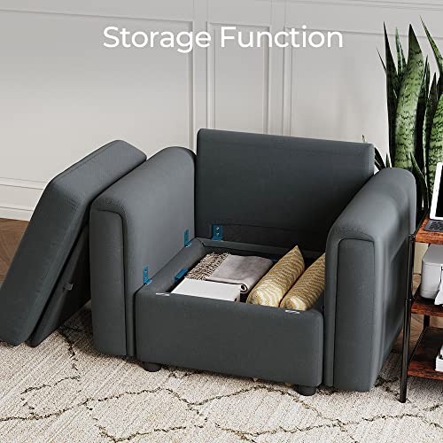 Modular Sectional Sofa with Storage, U Shaped Couch, Blue Y4358