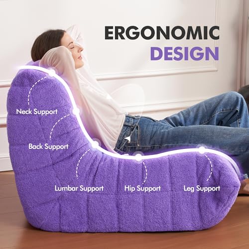 Bean Bag Chair for Adults with Memory Foam, Black Plush X409228
