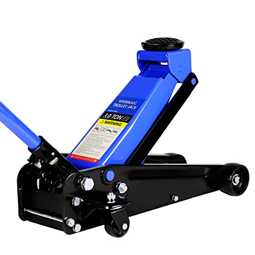 Heavy Duty Hydraulic Floor Jack, Low Profile Steel Racing Jack, 2 Ton Capacity, Blue H1350