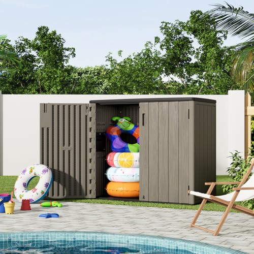 Outdoor Vertical Storage Shed, 57 Cu.ft, Waterproof, Lockable, Brown G868262