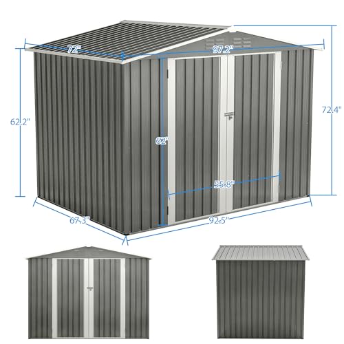 Outdoor Storage Shed, Heavy-Duty All-Weather Tool Shed with Lockable Doors C3585