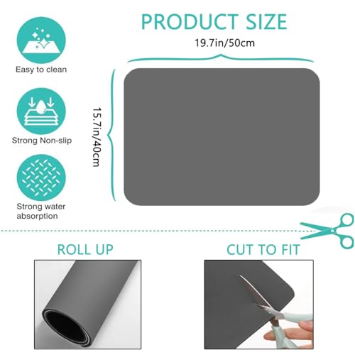 Marble Coffee Bar Mat Dish Drying Mat for Kitchen Counter, 11.8"x15.7" Diatomite Absorbent Non-slip Quick Drying A21137