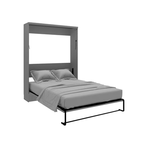 Queen Size Gray Murphy Wall Bed in Solid Wood R226083