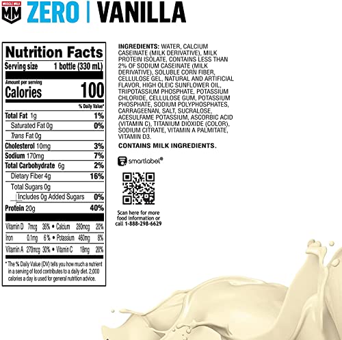 Chocolate Protein Shake, Zero Sugar, 100 Calories, 11.16 Fl Oz (Pack of 12) T369