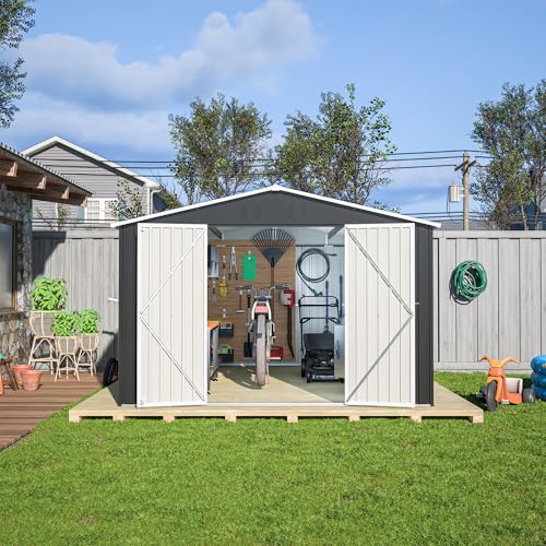 Outdoor Storage Shed, Heavy-Duty All-Weather Tool Shed with Lockable Doors C3585