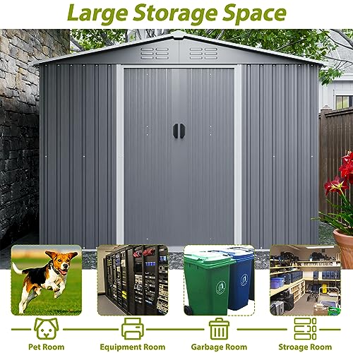 Outdoor Storage Shed, Heavy-Duty All-Weather Tool Shed with Lockable Doors C3585