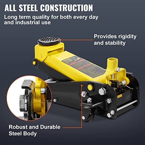 3 Ton Low Profile Floor Jack, Heavy-Duty Steel Racing Jack with Quick Lift Pump, 5.12"-20" Lifting Range O699899