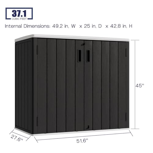 Outdoor Vertical Storage Shed, 57 Cu.ft, Waterproof, Lockable, Brown G868262