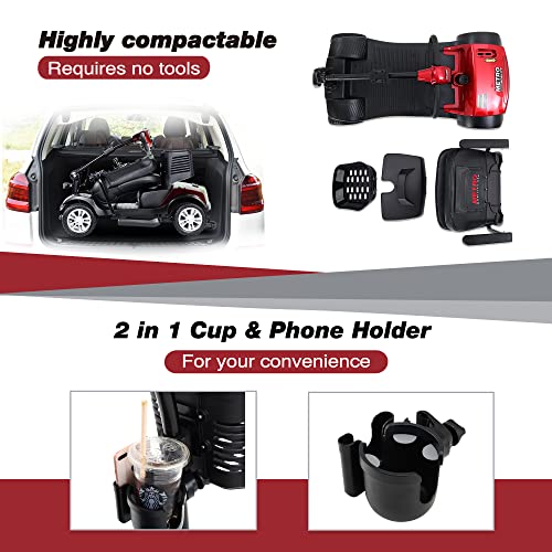 Electric Mobility Scooter for Seniors, Compact Heavy Duty Travel Scooter with Cup and Phone Holder Y70781