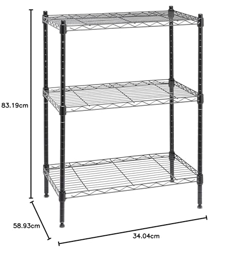 5-Shelf Adjustable Heavy Duty Storage Shelving Unit on Wheel Casters, Metal Wire Rack, Black A697