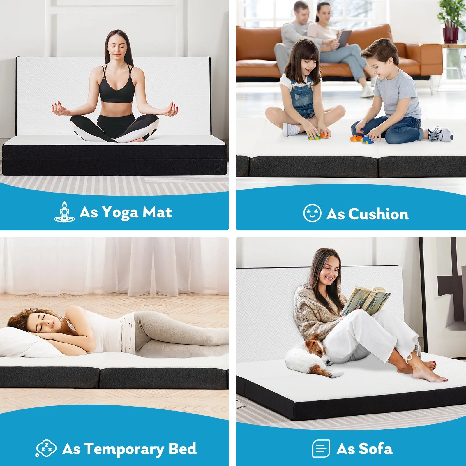Tri-fold Memory Foam Mattress for Guest Bed and Camping K652923