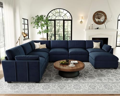 Extra Large Modular Sectional Sofa, 4-Seater L Shaped Couch, Velvet Convertible for Living Room L139