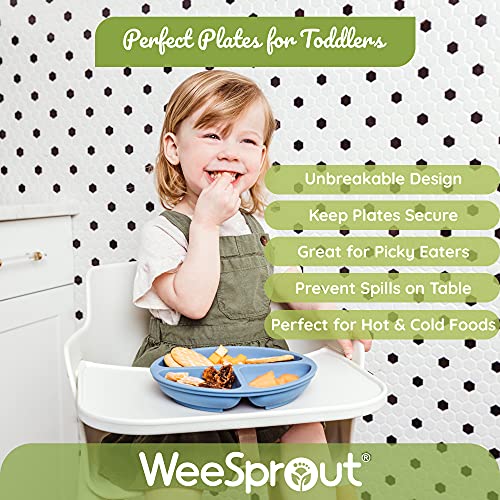 Suction Plates with Lids for Babies & Toddlers, 100% Silicone, Divided Design, 3 Pack V600561