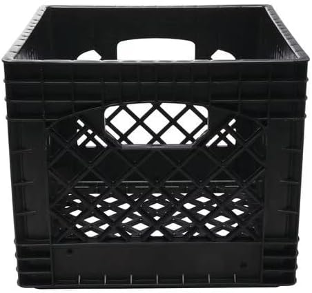 Heavy-Duty Plastic Square Milk Crate, Black B60409