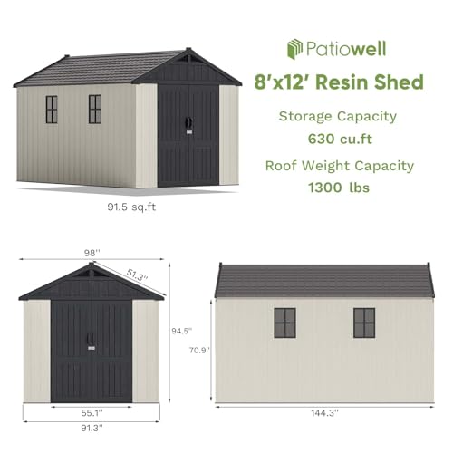 Outdoor Plastic Storage Shed with Floor, Window and Lockable Door A4787
