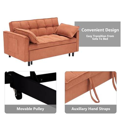 Convertible Sleeper Sofa Bed with Pull-Out Bed and Adjustable Backrest V521