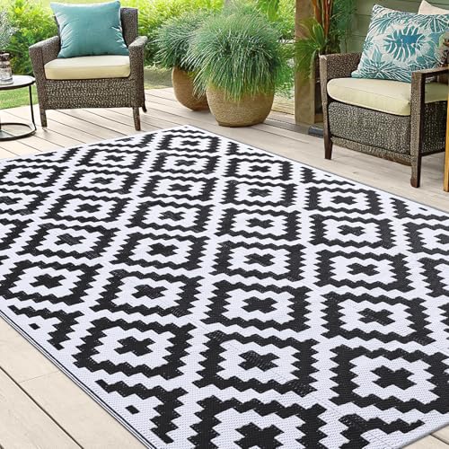 Waterproof Outdoor Rug 5x8 ft, Reversible Plastic Straw Patio Mat Z2613