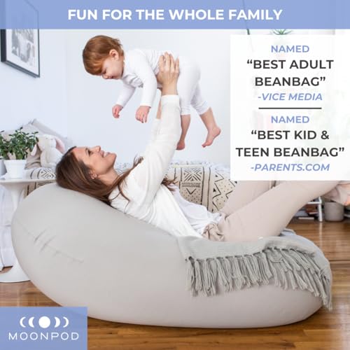 Bean Bag Chair - Large, Modern Beanbag with Washable Stretch Cover, Light Gray C67612