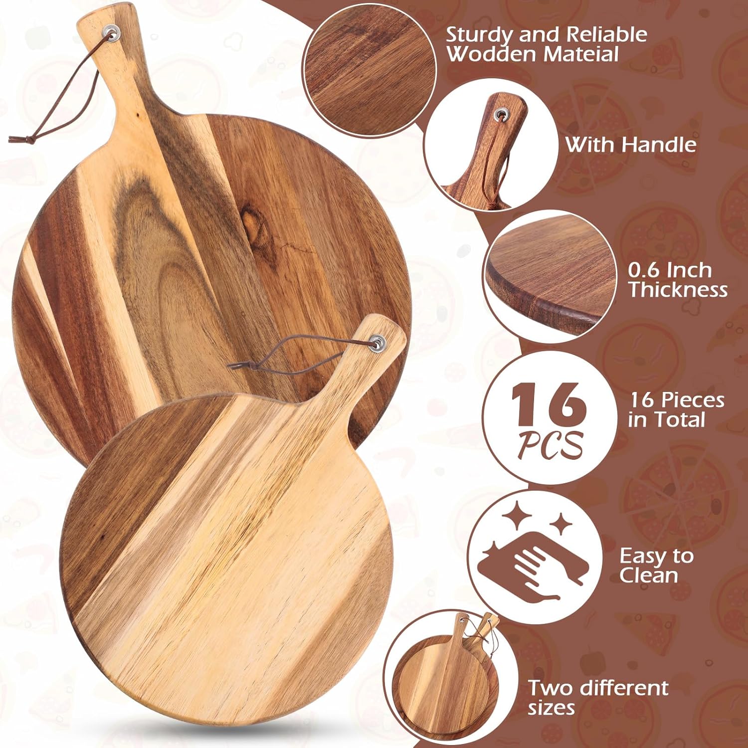 Acacia Wood Cutting Board with Handle, 2 Sizes for Serving Z991340
