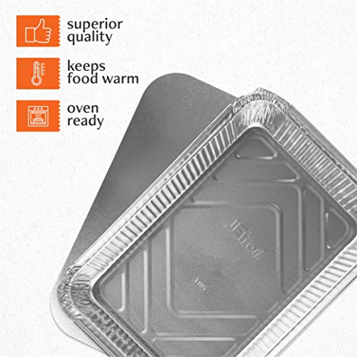 Disposable Aluminum Oblong Baking Pans with Cardboard Lids, 12 x 8 x 2 Inch, Pack of 10 S16336