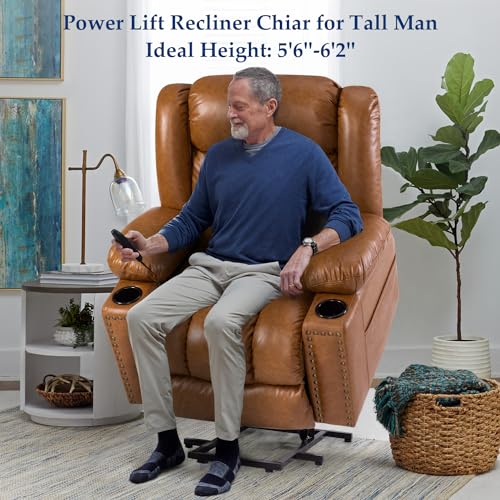 Power Lift Recliner Chair for Elderly with Heat and Massage, Adjustable Positions, Dark Brown P618617
