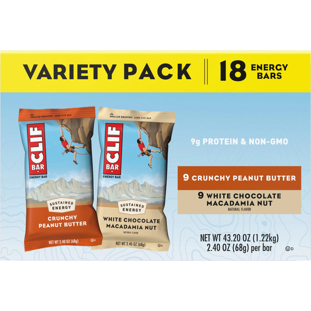 Crunchy Peanut Butter and White Chocolate Macadamia Nut Energy Bars Variety Pack D31392