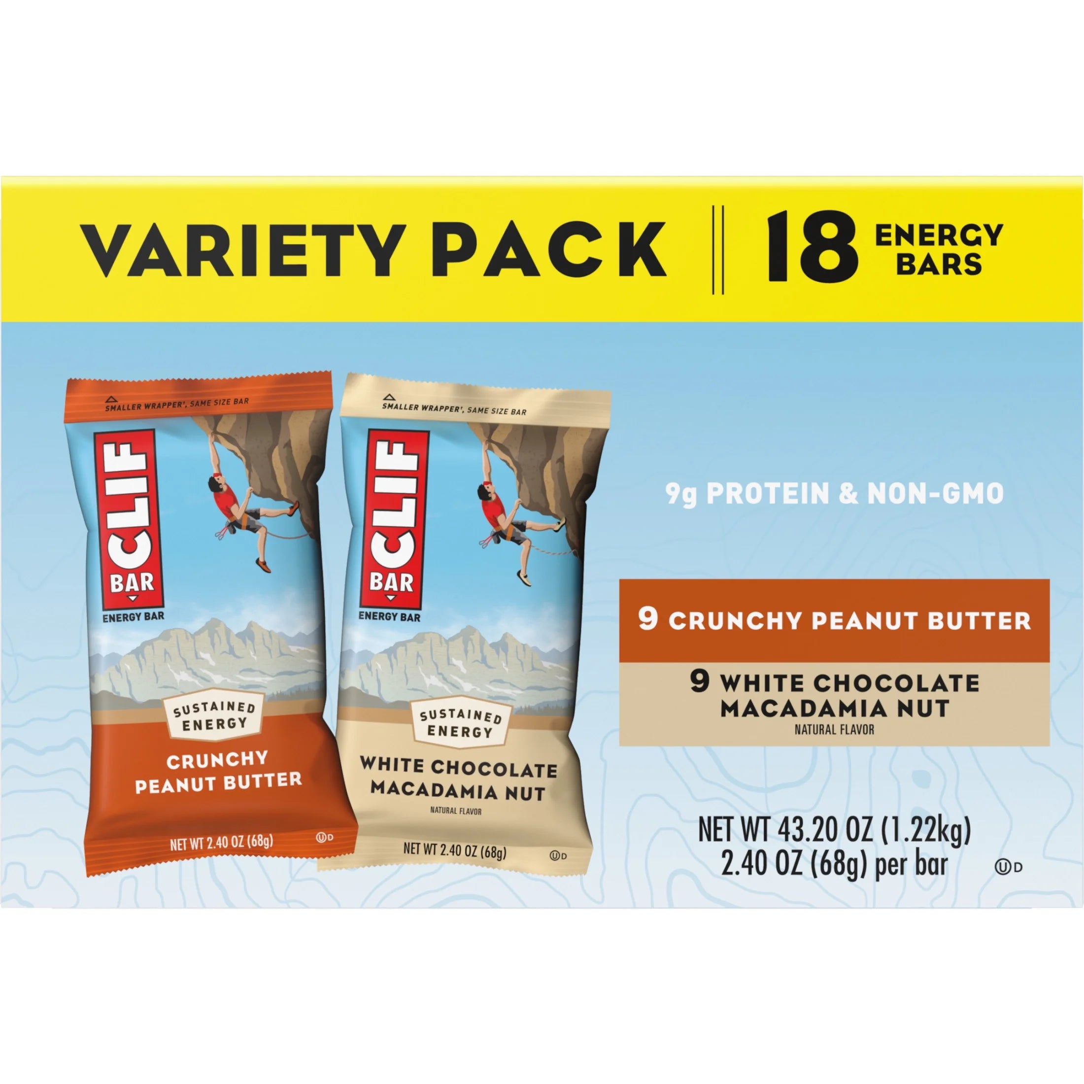 Crunchy Peanut Butter and White Chocolate Macadamia Nut Energy Bars Variety Pack D31392