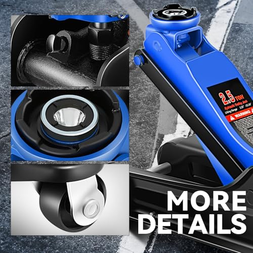4 Ton Low Profile Floor Jack, Heavy Duty Steel Hydraulic with Dual Pistons Quick Lift Pump P3195