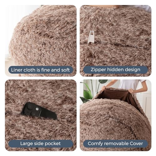 Giant Bean Bag Chair Bed for Adults, Convertible Floor Sofa Mattress R473823